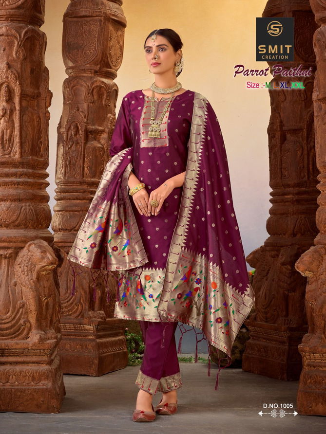 Parrot Paithani Smit Creation Wedding Wear Wholesale Readymade Suit Catalog